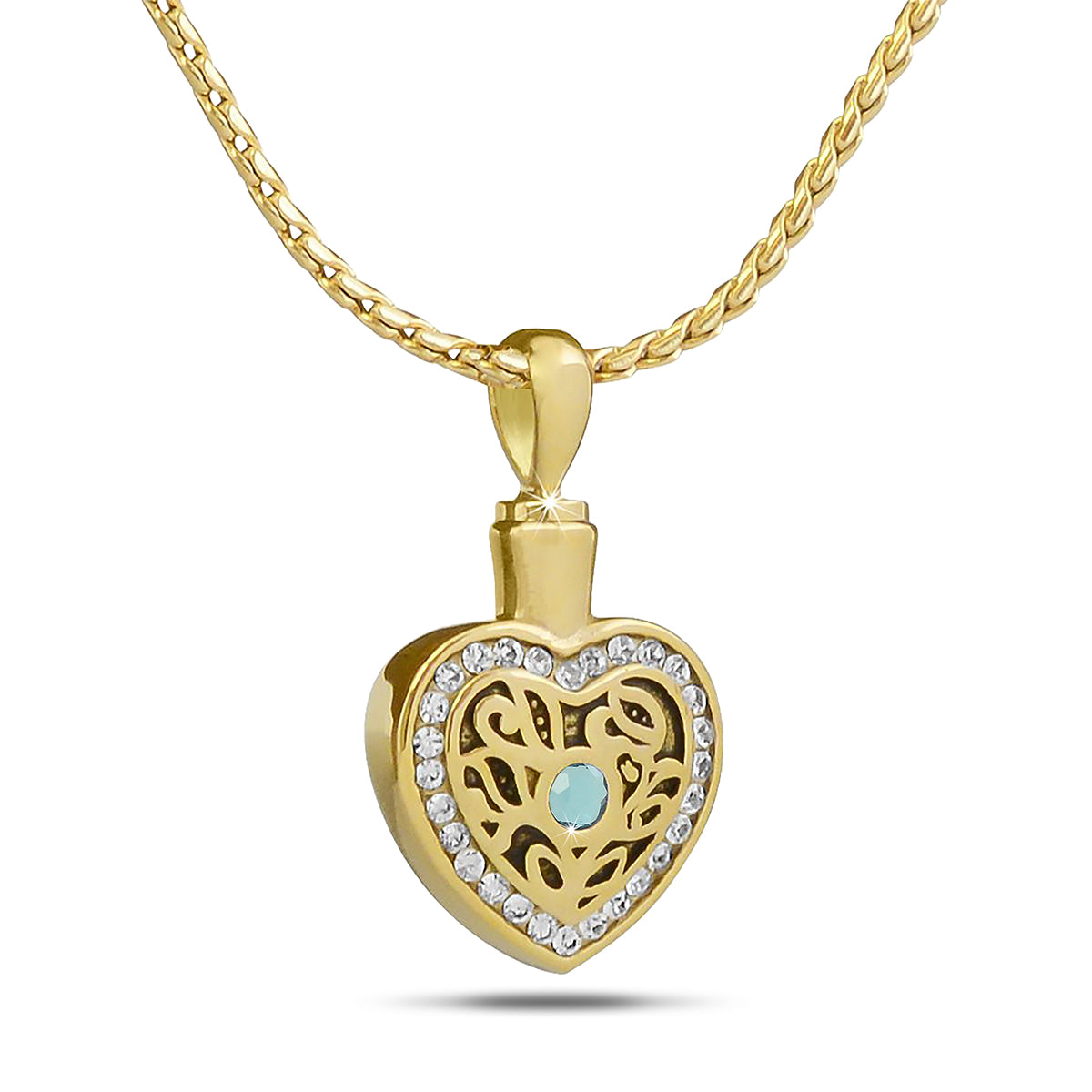 March w/ Aquamarine Gold Steel Keepsake